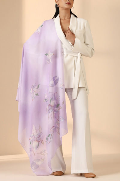 Lavender floral printed scarf