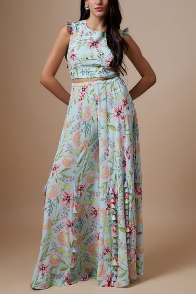 Lavender floral printed sharara set