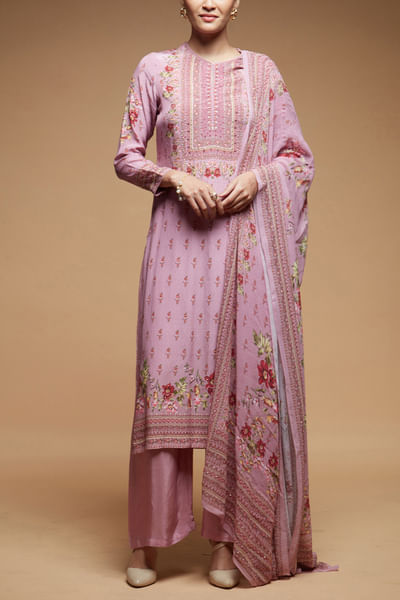 Lavender printed kurta set