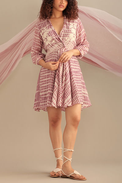 Lavender stripe printed dress
