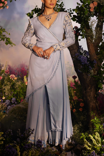 Miku Kumar Lavender tunic and sharara set MKUOCT24D123
