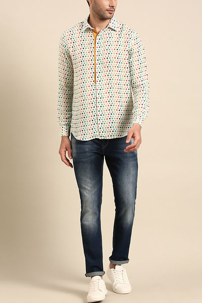 Light blue digital print muslin shirt