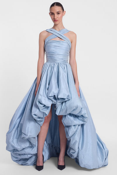 Light blue high-low balloon gown
