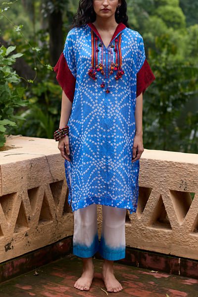Light blue tie-dye tunic set