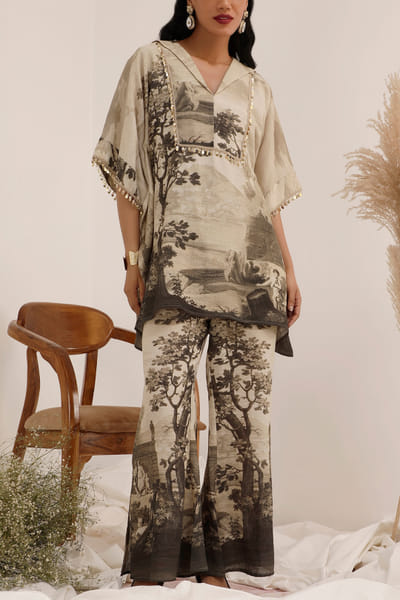 Light gray printed co-ords