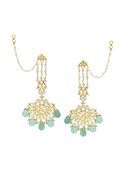 Light green kundan embellished jhumkas