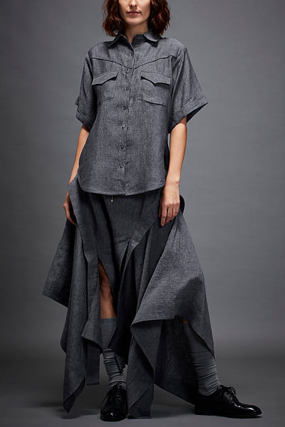Light grey flap pocket shirt