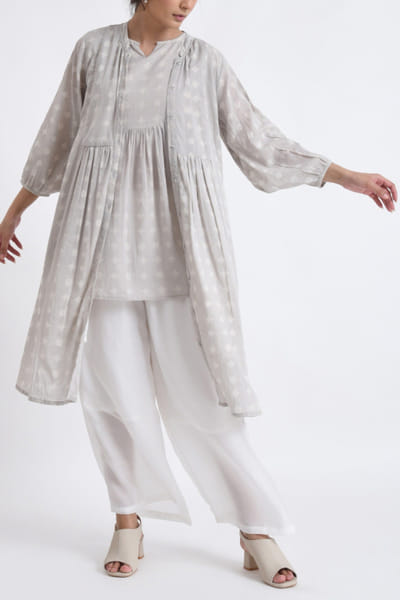 Light grey geometric block print co-ord set