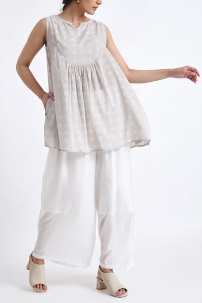 Light grey geometric block print co-ords