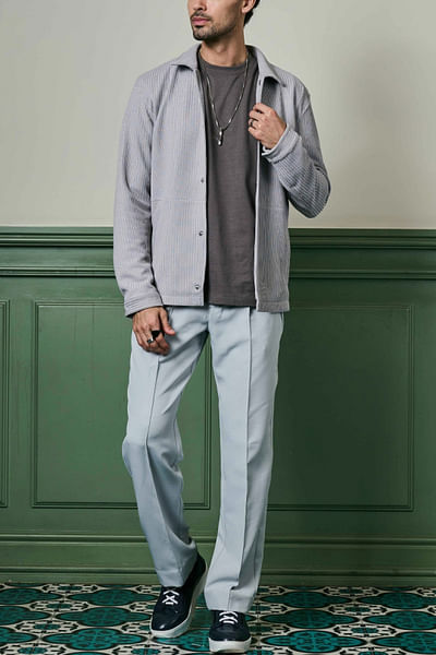 Light grey textured knit jacket