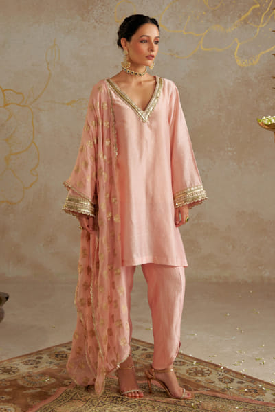 Light pink embellished kurta set