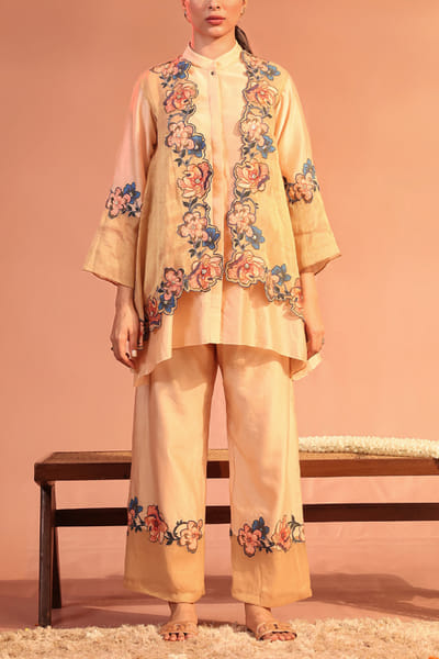 Light pink embroidered kurta set