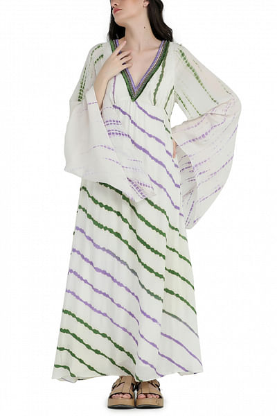 Lilac and green tie and dye kaftan