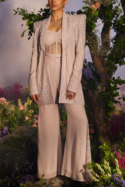 Lilac corset and palazzo set