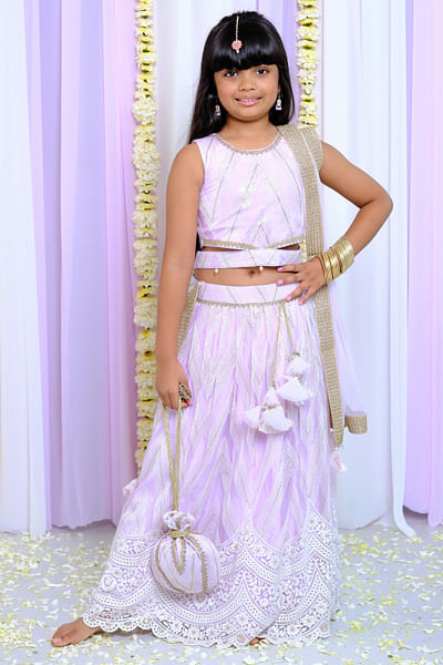 Lilac embellished lehenga set