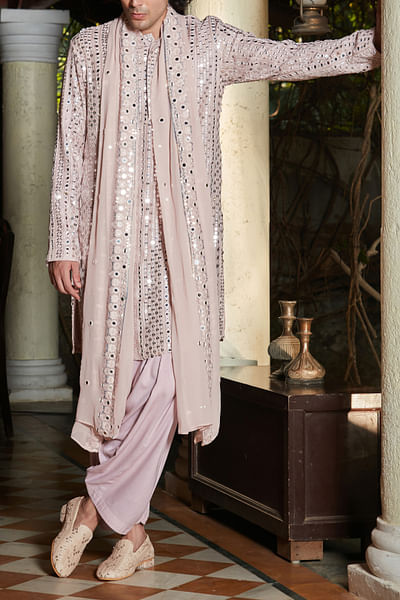 Lilac embroidered kurta set