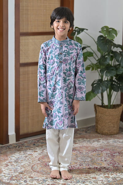 Lilac floral printed kurta set