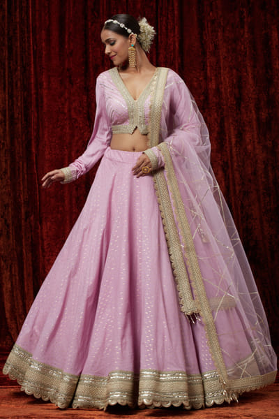 Lilac gota embroidered lehenga set