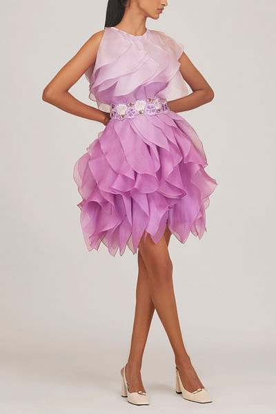 Lilac ombre ruffle dress