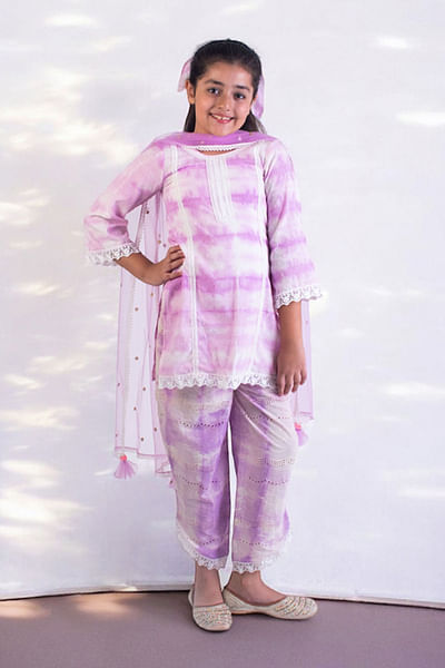 Lilac tie & dye kurta set