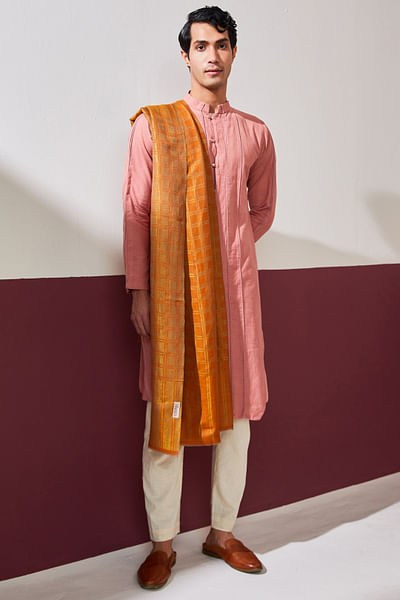 Mandarin orange checkered stole