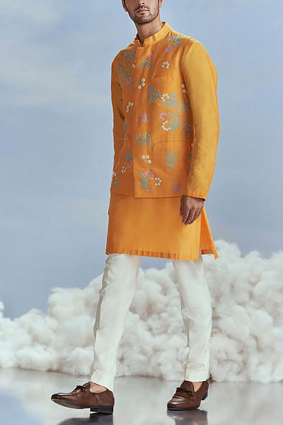 Mango floral embroidered bandi and kurta set