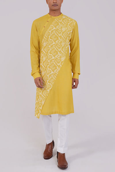 Marigold criss cross printed kurta set