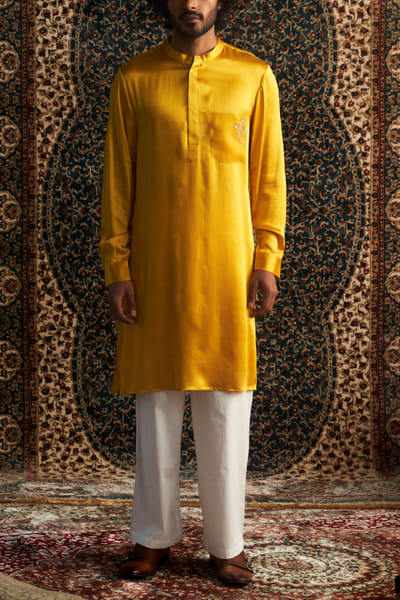 Marigold dabka embroidered kurta set