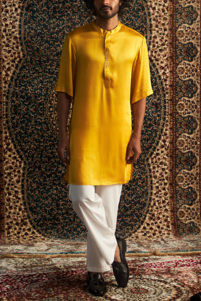 Marigold dabka embroidery kurta set