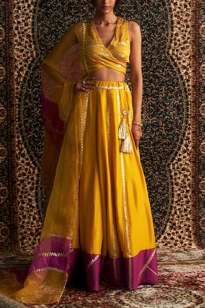 Marigold gota embroidered lehenga set