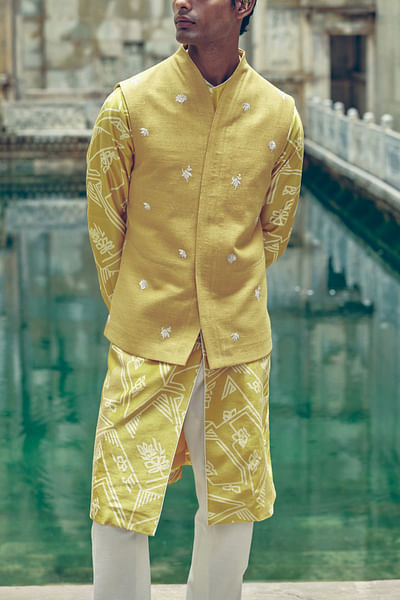 Marigold leaf embroidered jacket