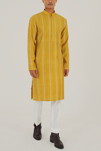 Marigold linear embroidered kurta set