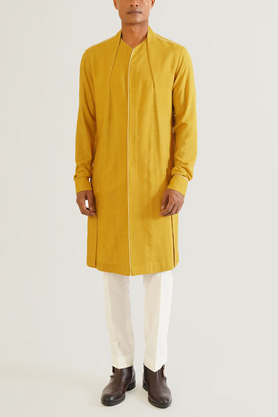Marigold silk kurta set
