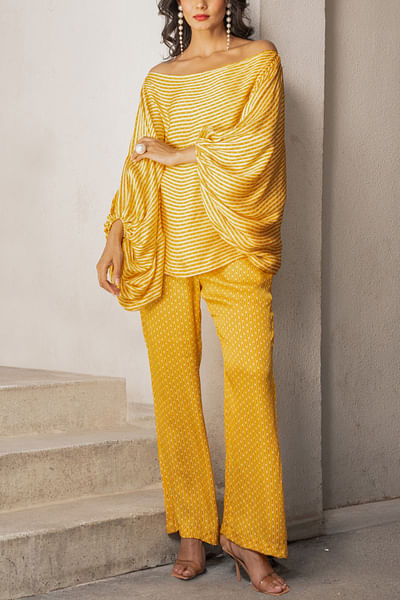Marigold yellow stripe printed co-ords