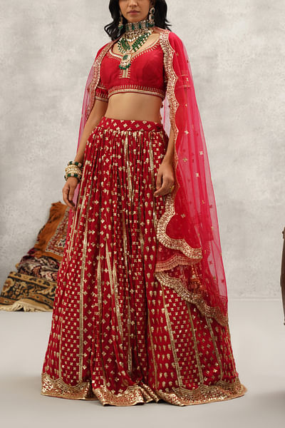 Maroon sequin embroidered lehenga set