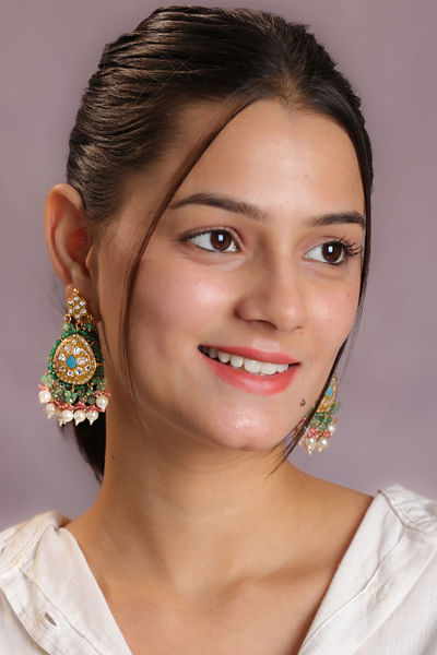 Matte gold embellished danglers