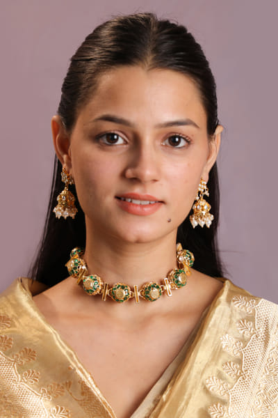 Matte gold embellished reversible choker