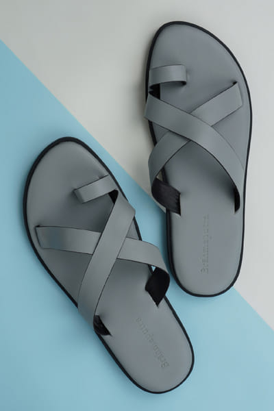 Ankit V Kapoor Matte grey cross sandals AKVMAY24FD1019