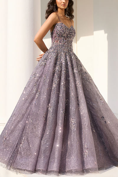 Mauve embroidered shimmery gown
