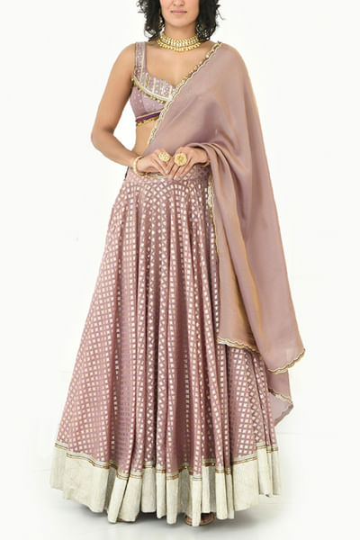Mauve metallic detail lehenga set