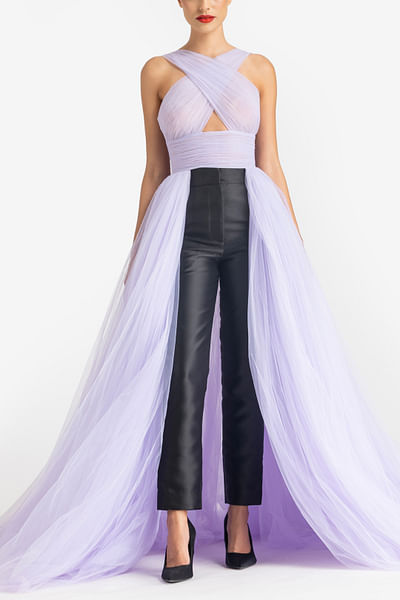 Mauve tie-up trail top
