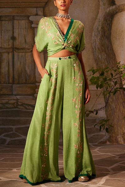Mint bird and leaf printed co-ords
