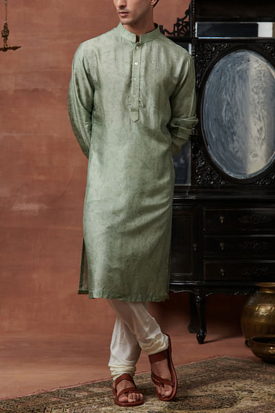 Mint green self printed kurta