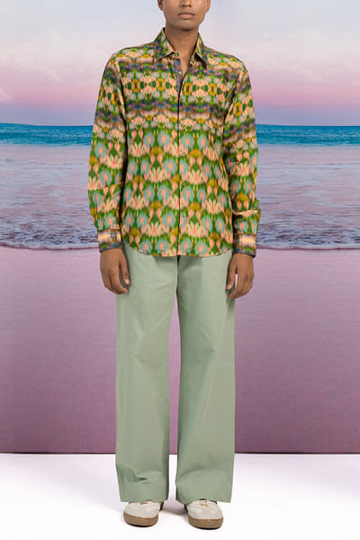 Misty green straight pants