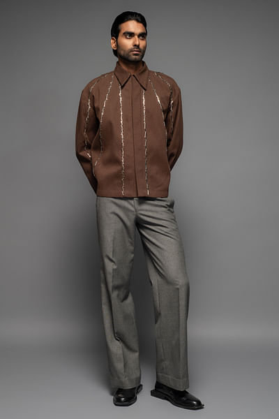 Mocha pleated jacket