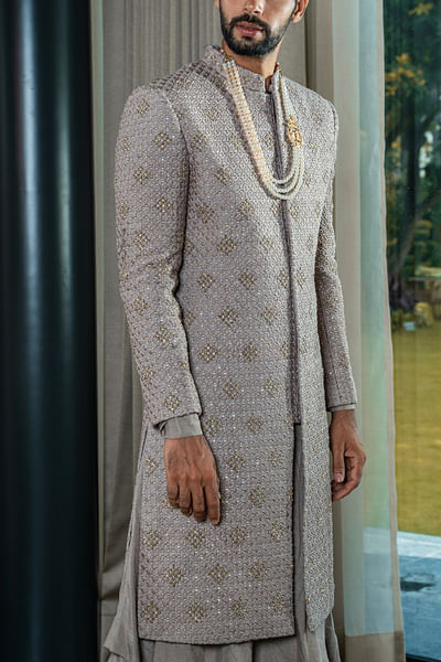 Mouse embroidered sherwani set