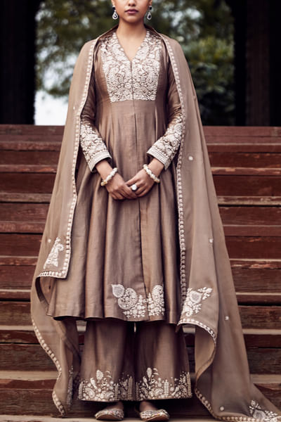 Mouse floral dori embroidery anarkali set