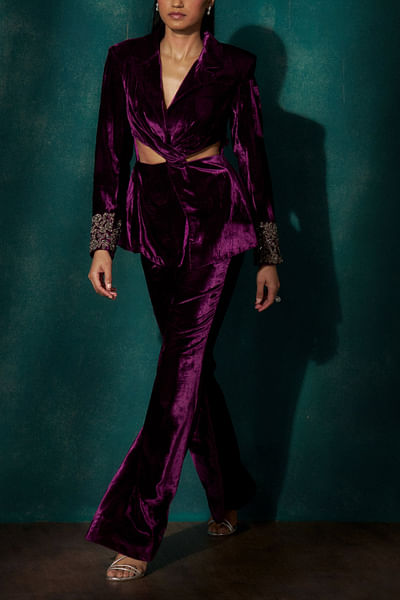 Mulberry twisted blazer set