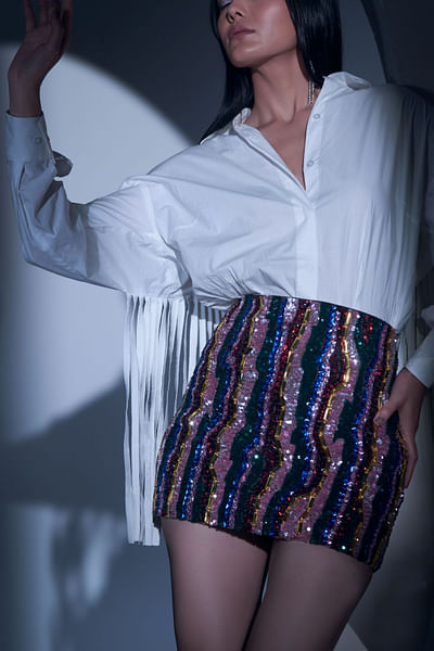 Multicolor embellished mini skirt