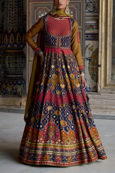 Multicolor embroidered anarkali set